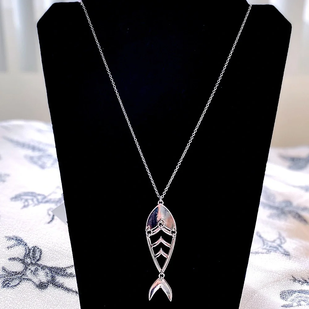 INC Long Pave Fish Pendant Necklace - Picture 4 of 11
